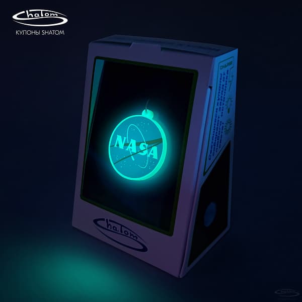 Glowing pendant «NASA» turquoise 26mm
